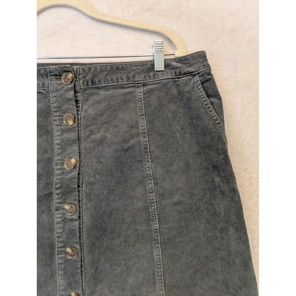 Maurices Womens Gray Corduroy‎ Button Front A Line Mini Skirt Size 14W